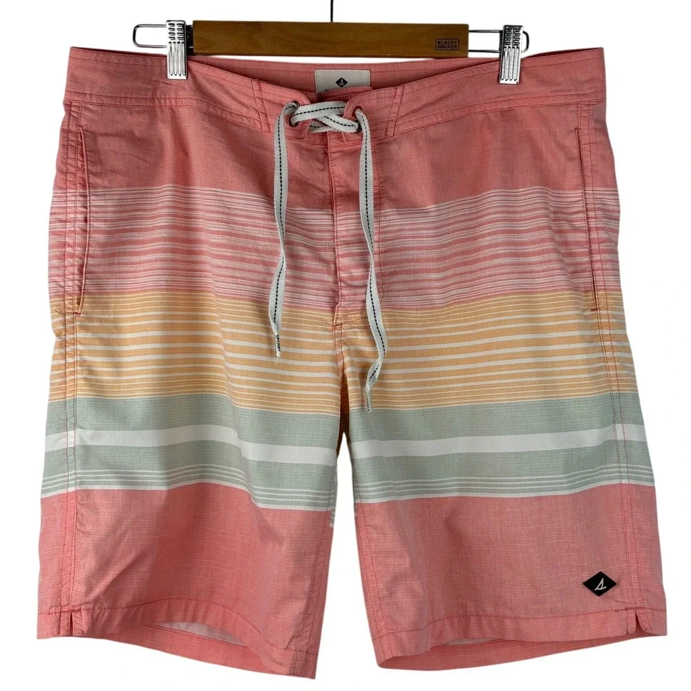 Sperry Men's Size 34 Pink Striped‎ Board Shorts Swim Trunks 8